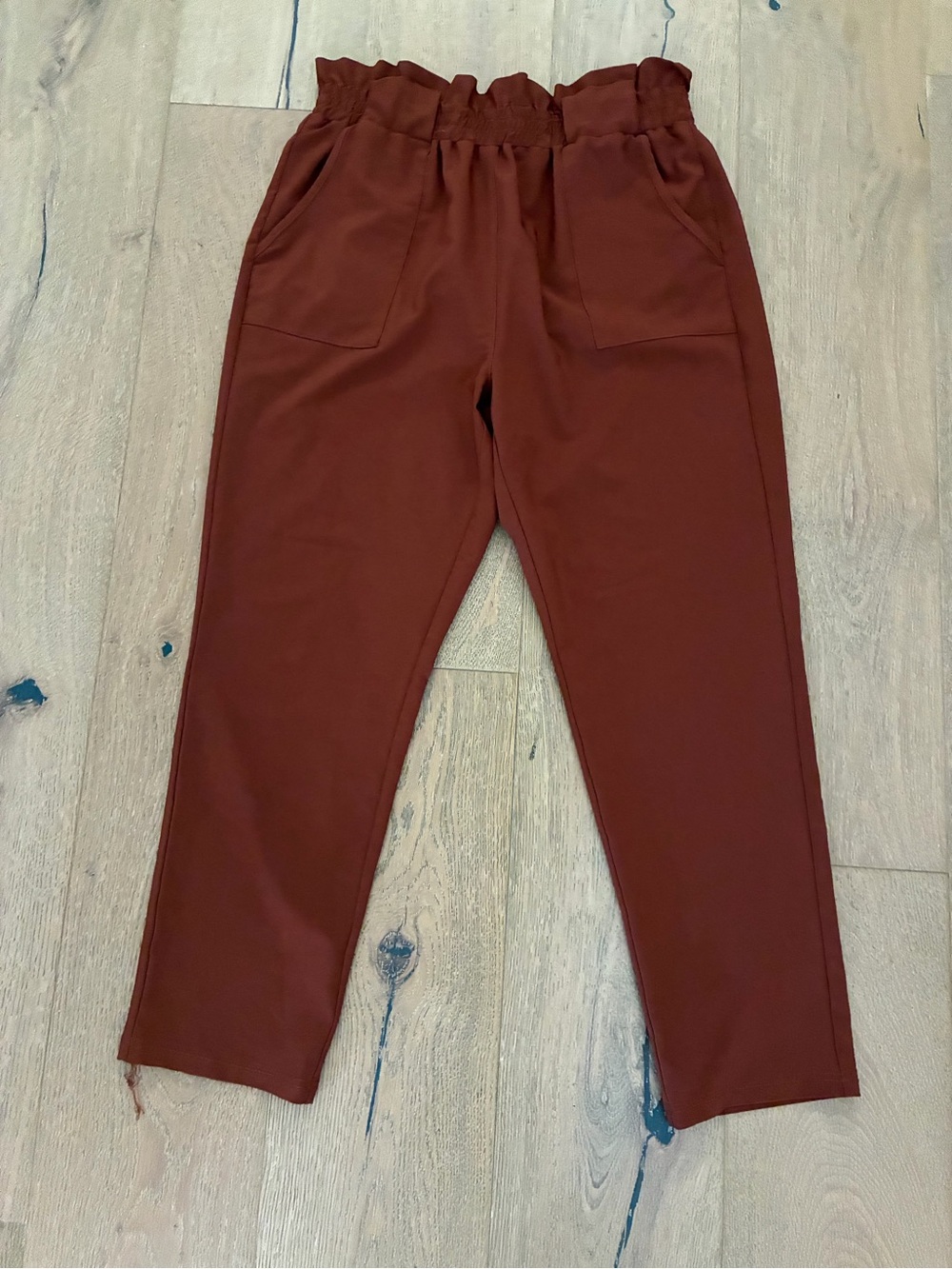 Grace Karin Rust Paperbag Waist Jogger Pants